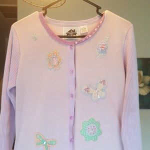 Storybook Knits Purple Sweater W/ flowers
